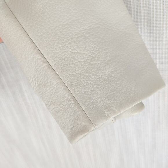 Ganni Black/White Heavy Leather Biker Full Zip Jacket, size EU40/US8-10 - Picture 8 of 11